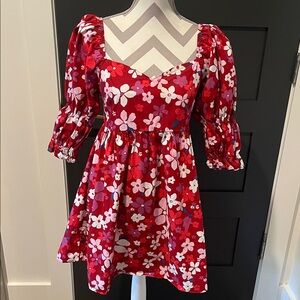 FORE Floral Babydoll Cottage Core Dress with Puff Sleeves Size M